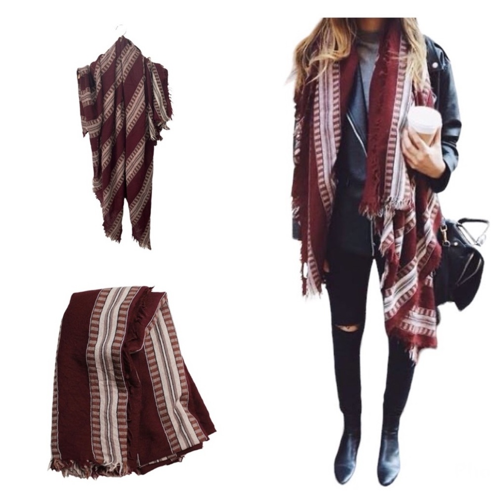 Aritzia Wilfred Striped Wool Blanket Scarf
